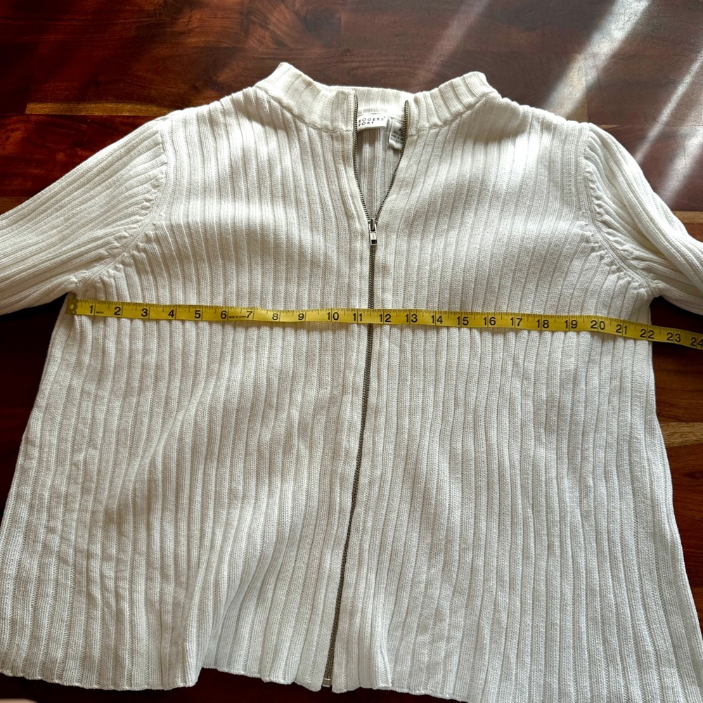 Kim Rogers White Ribbed Zip-Up Cardigan - Picture 4 of 6